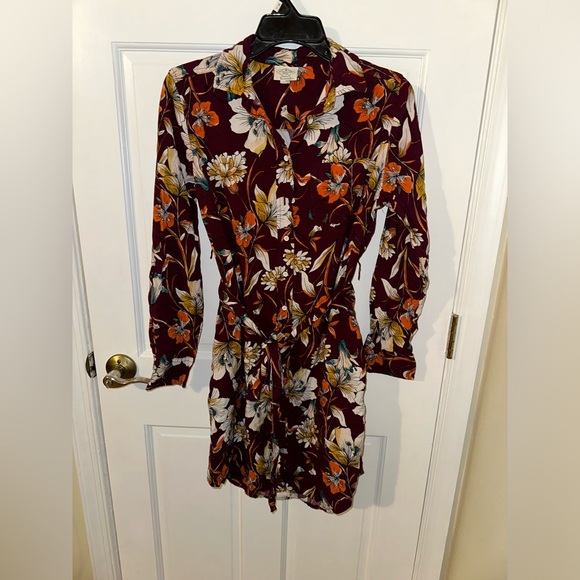 Floral Burgundy St John’s Bay dress - Picture 1 of 4